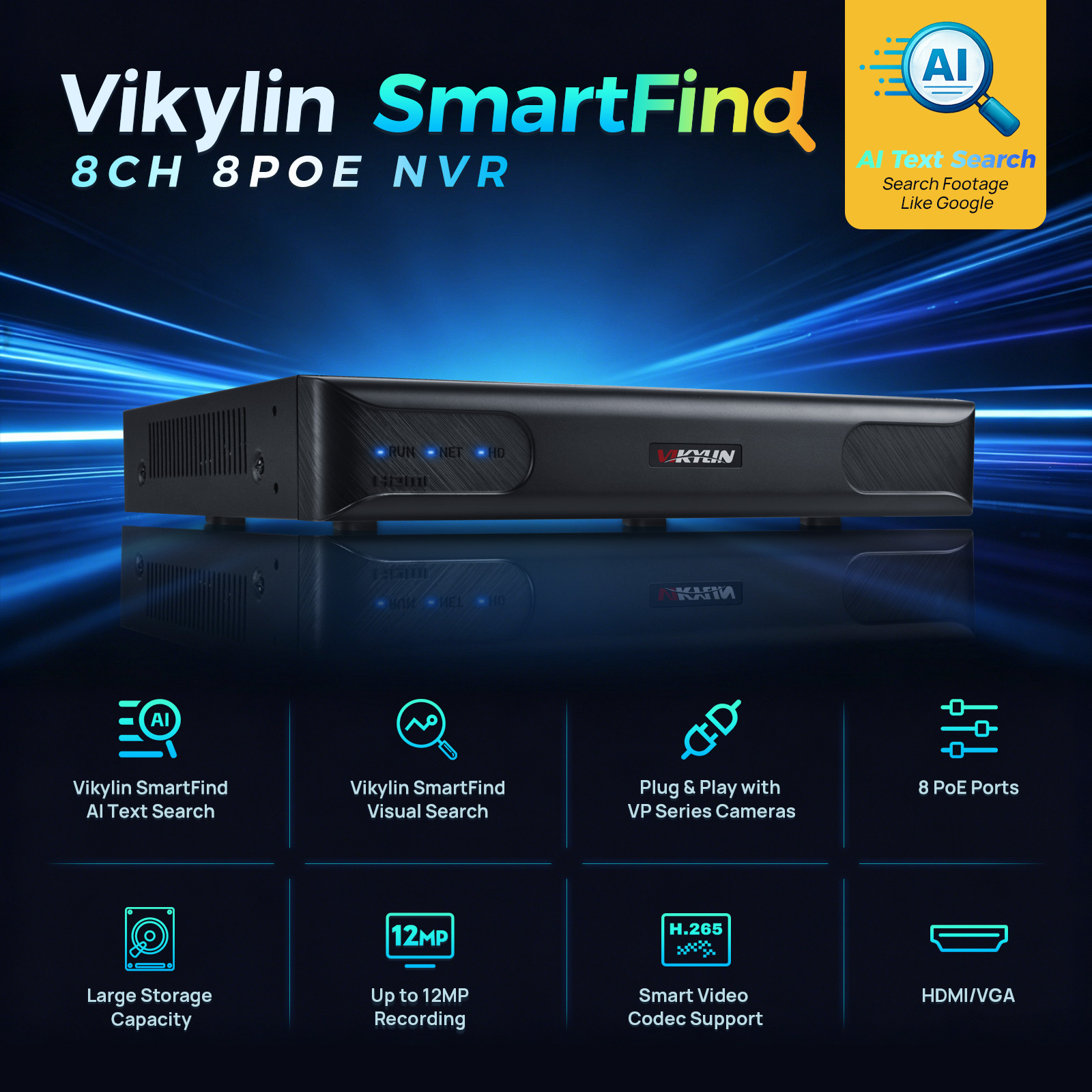 Vikylin 4K NVR UP to 12MP 8CH  - Smart Home Cctv reseña y precio
