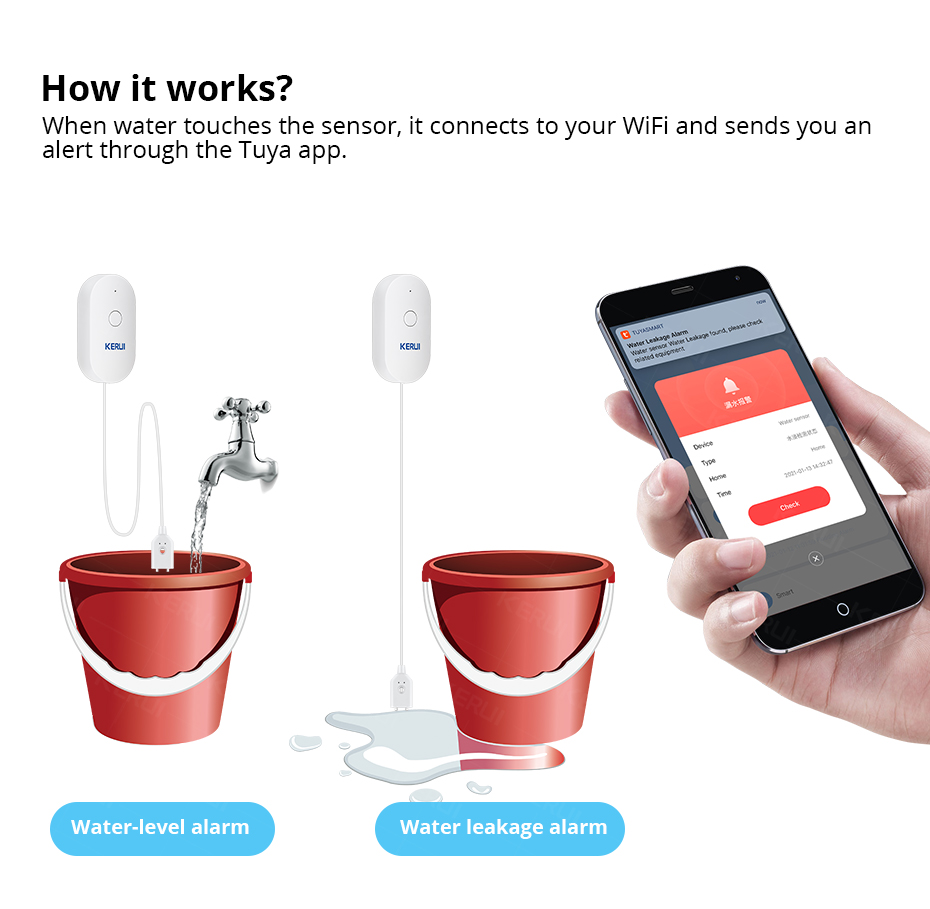KERUI Smart  WiFi Water Sensor - Smart Home Iot reseña y precio