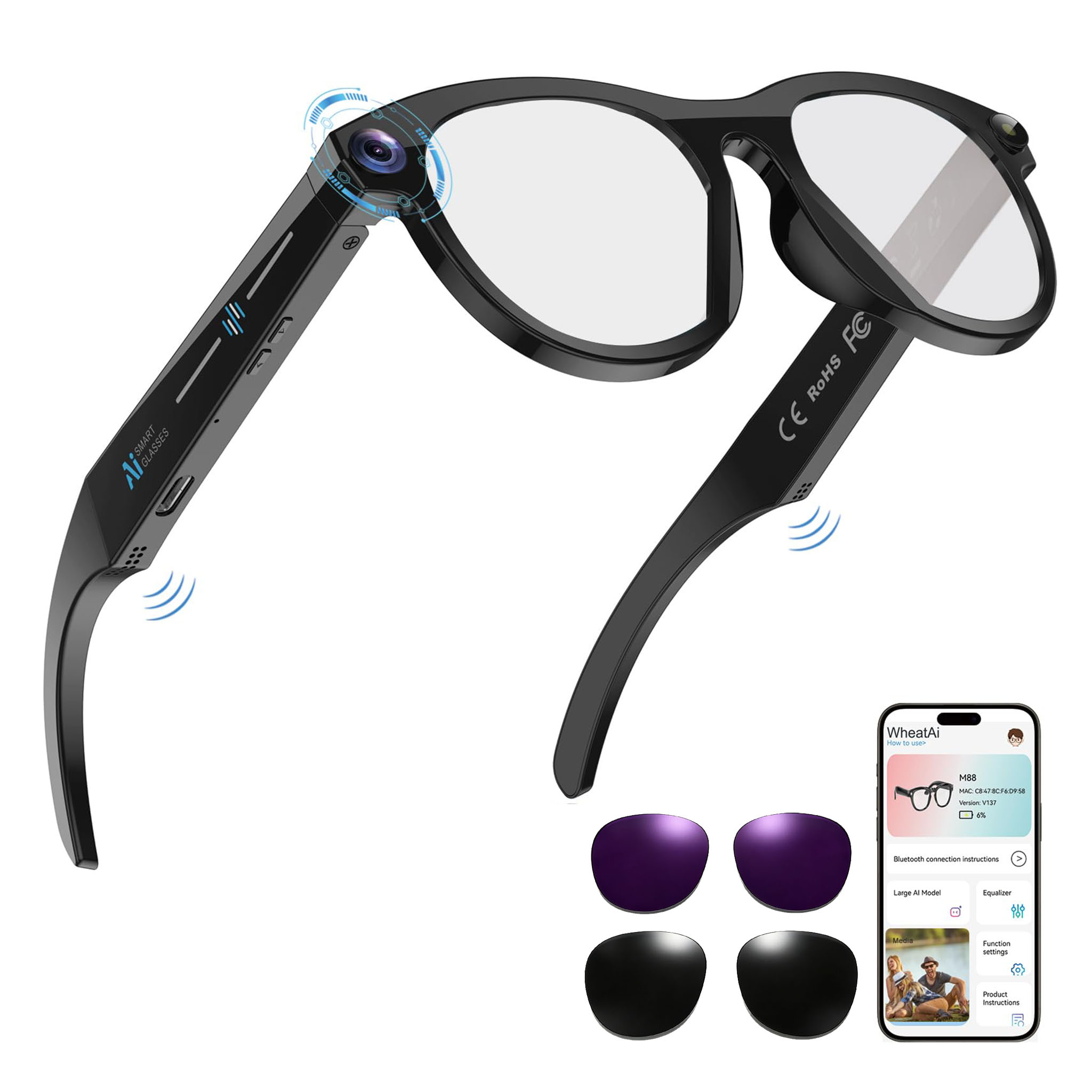 Black Smart Ai Glasses for Men - Smart Home Ai reseña y precio