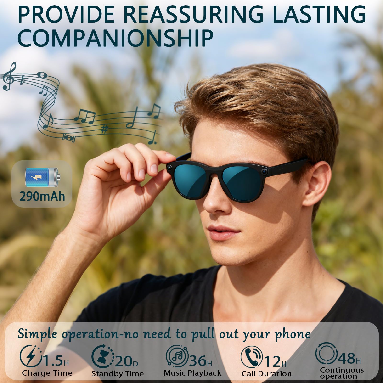 Black Smart Ai Glasses for Men - Smart Home Ai reseña y precio