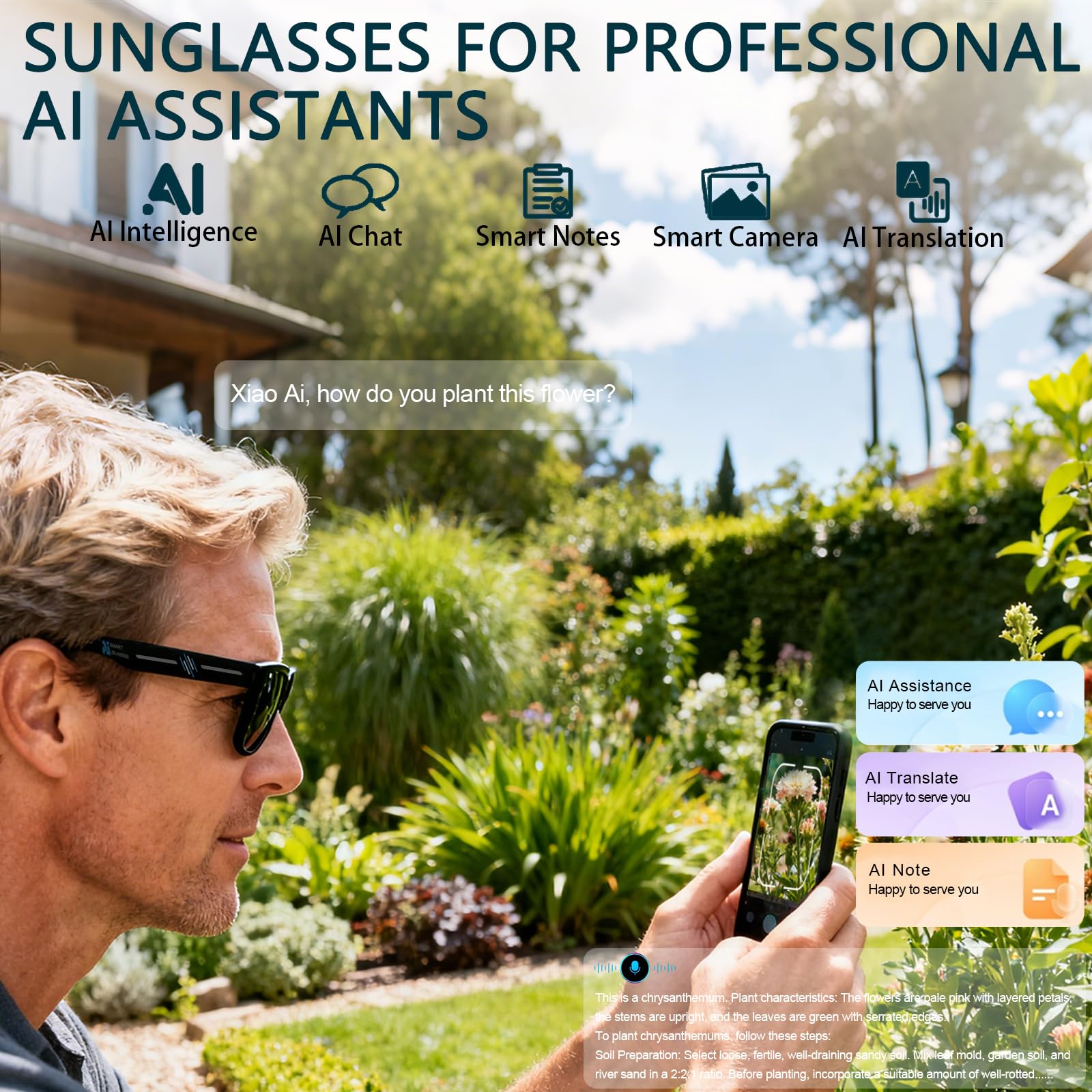 Black Smart Ai Glasses for Men - Smart Home Ai reseña y precio