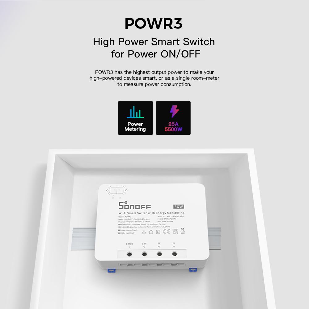 SONOFF POWR3 25A WiFi Smart Sw - Smart Energy Monitor reseña y precio