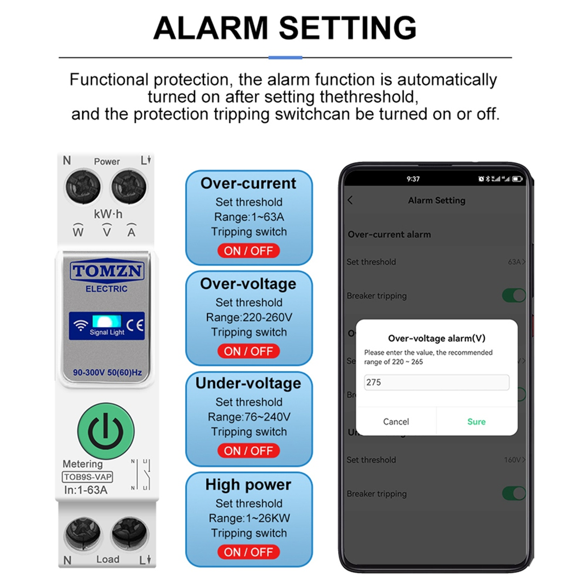 ABMO  TOB9S-VAP TUYA 63A 1P+N  - Smart Energy Monitor reseña y precio