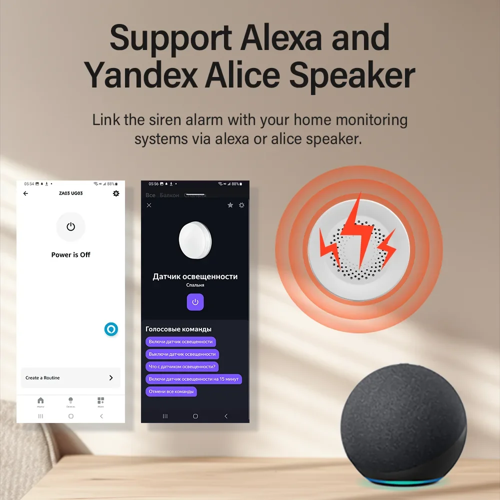 Tuya Zigbee WiFi Siren Alarm F - Smart Home Yandex reseña y precio
